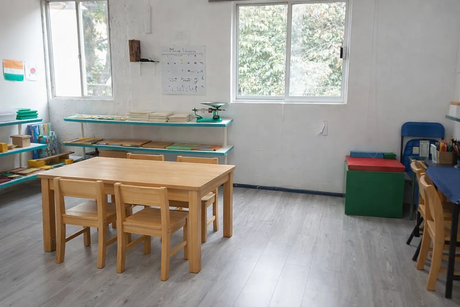 Espacio de aula con mobiliario Montessori