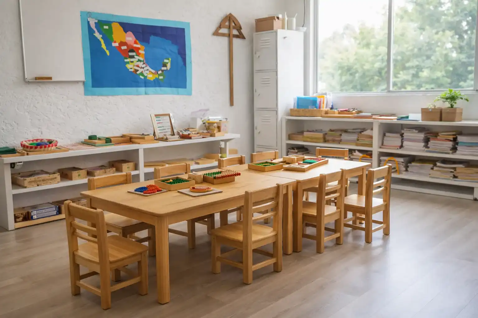 Ambiente preparado con materiales Montessori en Kalpilli